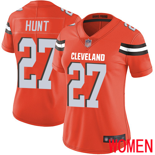 Cleveland Browns Kareem Hunt Women Orange Limited Jersey 27 NFL Football Alternate Vapor Untouchable